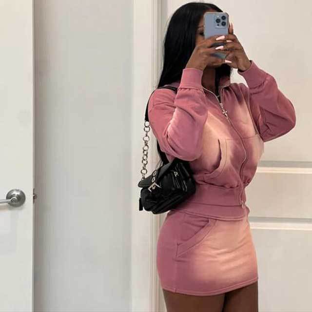 Acid Wash Skirt Set