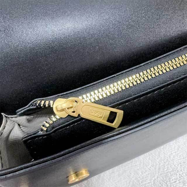 Metal Logo Leather Crossbody Bag