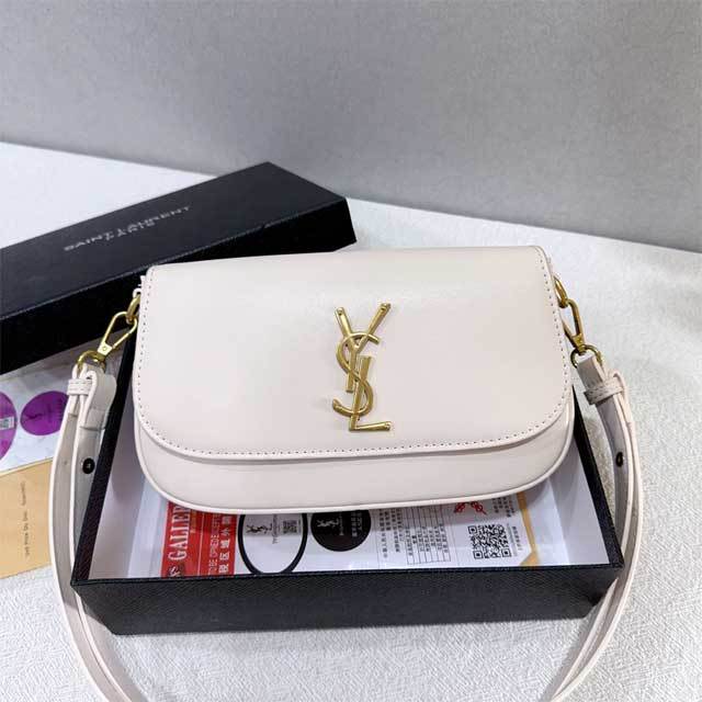 Metal Logo Leather Crossbody Bag