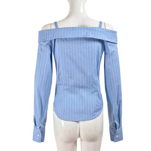 Off Shoulder Striped Casual Shirt