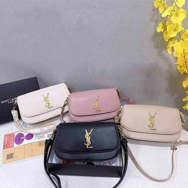 Metal Logo Leather Crossbody Bag