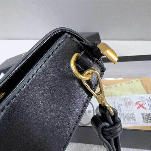 Metal Logo Leather Crossbody Bag