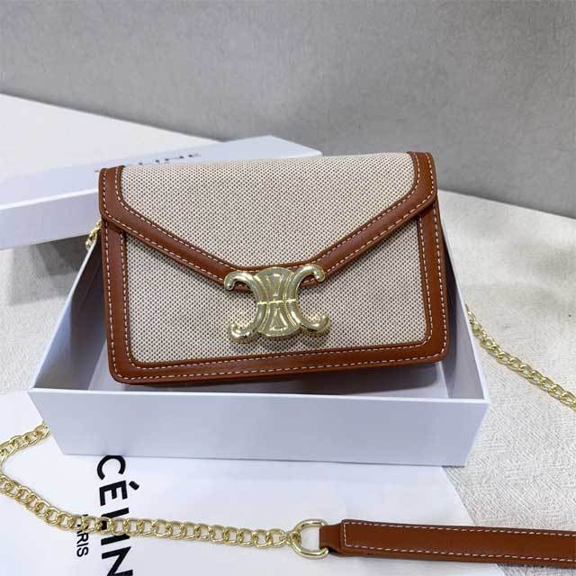 Metal Logo Leather Fashion Messenger Bag