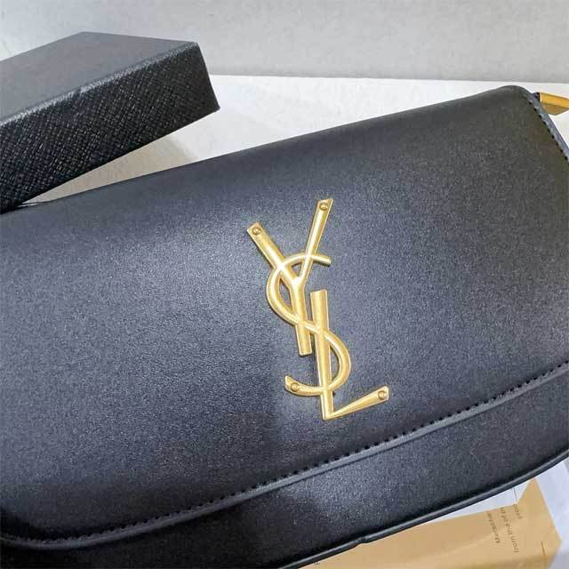 Metal Logo Leather Crossbody Bag