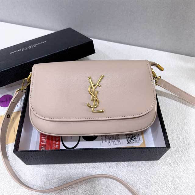 Metal Logo Leather Crossbody Bag