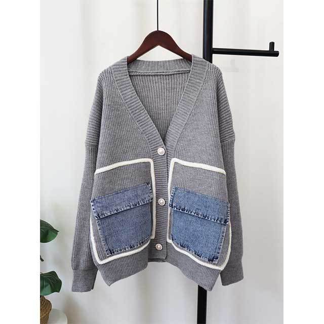 Fashionable V Neck Sweater Cardigan