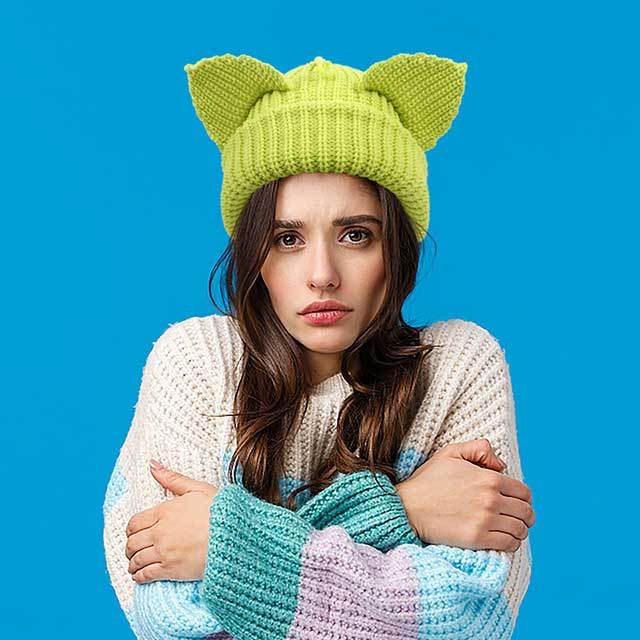 Cat Ears Knitted Beanie Hat