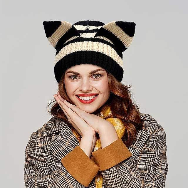 Cat Ears Knitted Beanie Hat