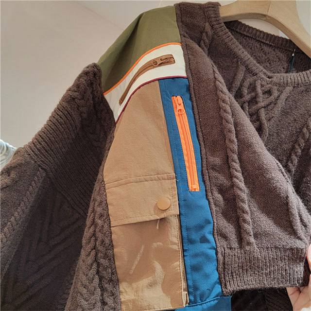 Color Block Patchwork Style Sweater