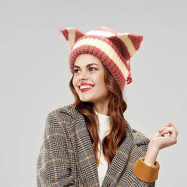 Cat Ears Knitted Beanie Hat