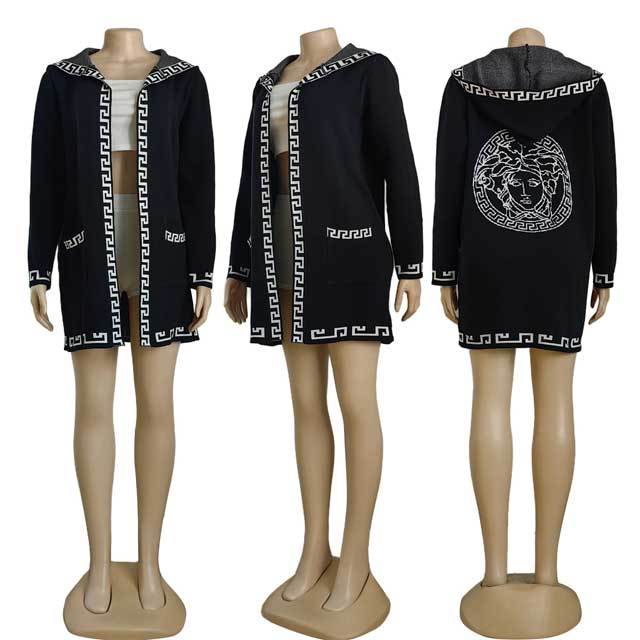 Knit Fashion Hooded Cardigan Coat