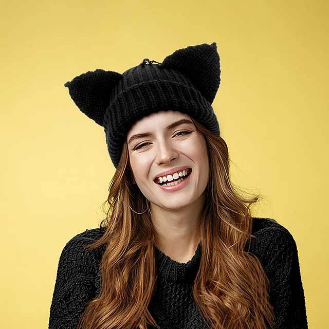 Cat Ears Knitted Beanie Hat