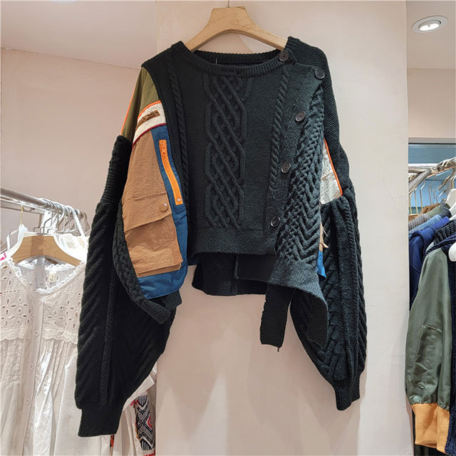 Color Block Patchwork Style Sweater