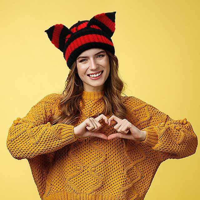 Cat Ears Knitted Beanie Hat