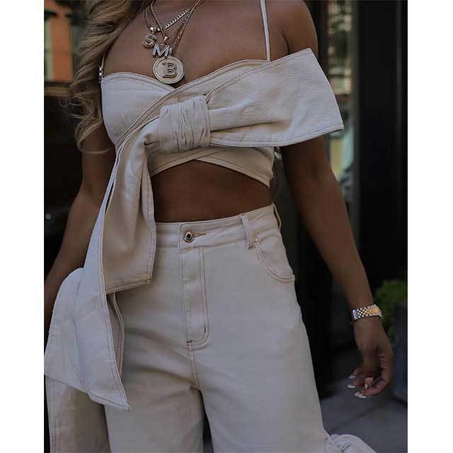 Take A Bow Denim Pant Set