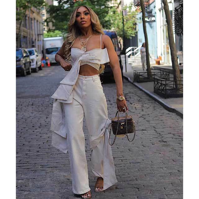 Take A Bow Denim Pant Set