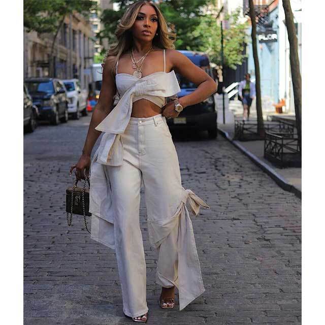 Take A Bow Denim Pant Set