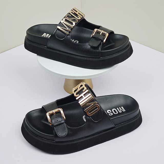 Adjustable Straps Open Toe Flat Slippers