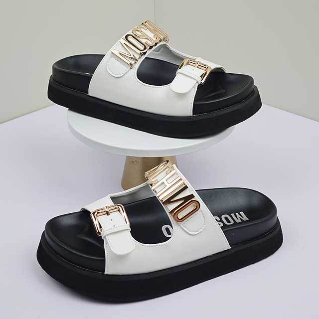 Adjustable Straps Open Toe Flat Slippers