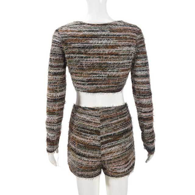 Knit Tied Top Casual Short Set