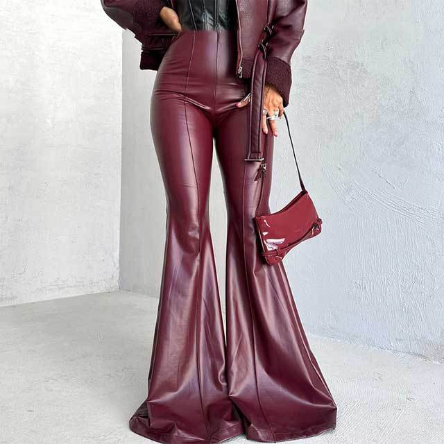 Leather High Waist Bell Pant