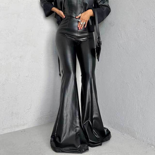 Leather High Waist Bell Pant
