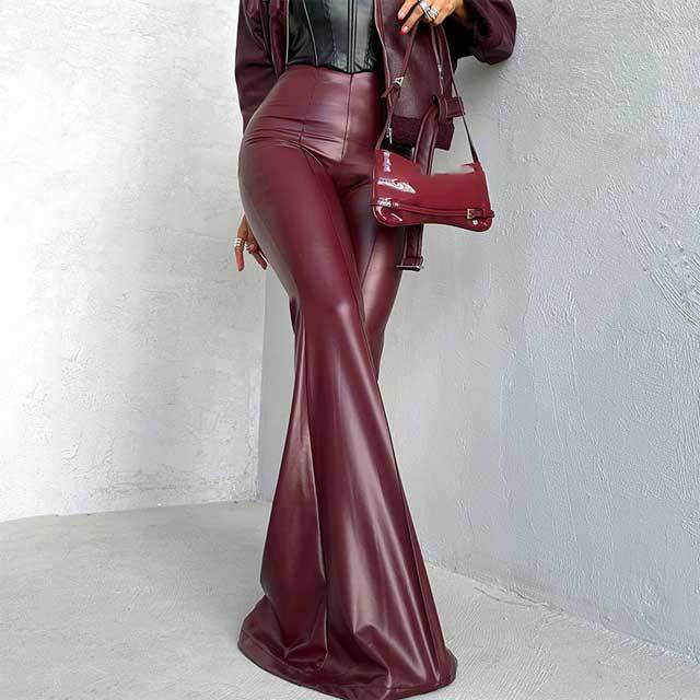 Leather High Waist Bell Pant