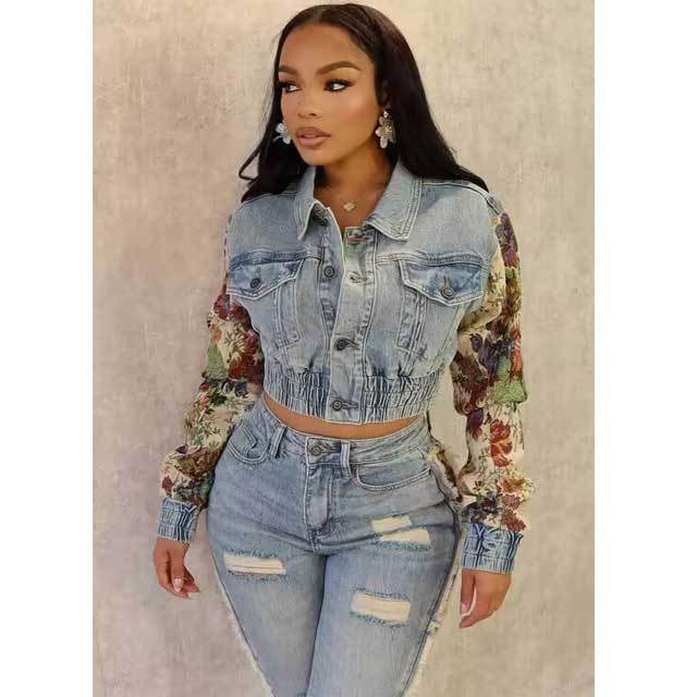 Printed Fitted Denim Jacket