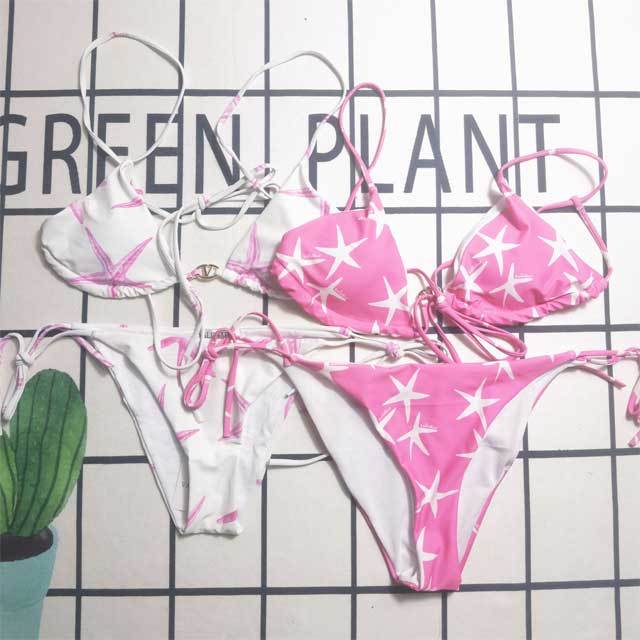 Star Print Strappy Bikini Set