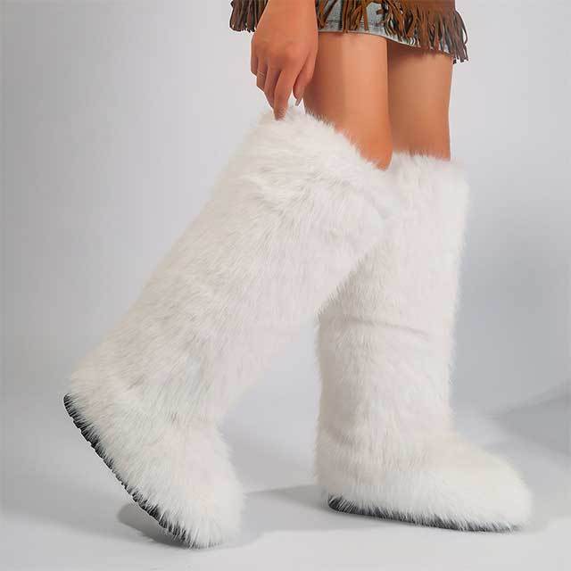 Plush Faux Fur Knee High Boots
