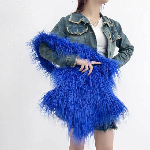 Stars Design Fuzzy Shoulder Bag