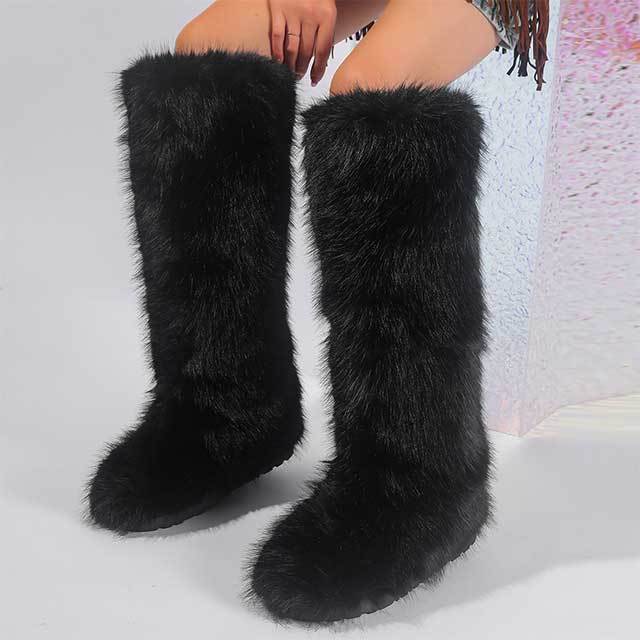 Plush Faux Fur Knee High Boots