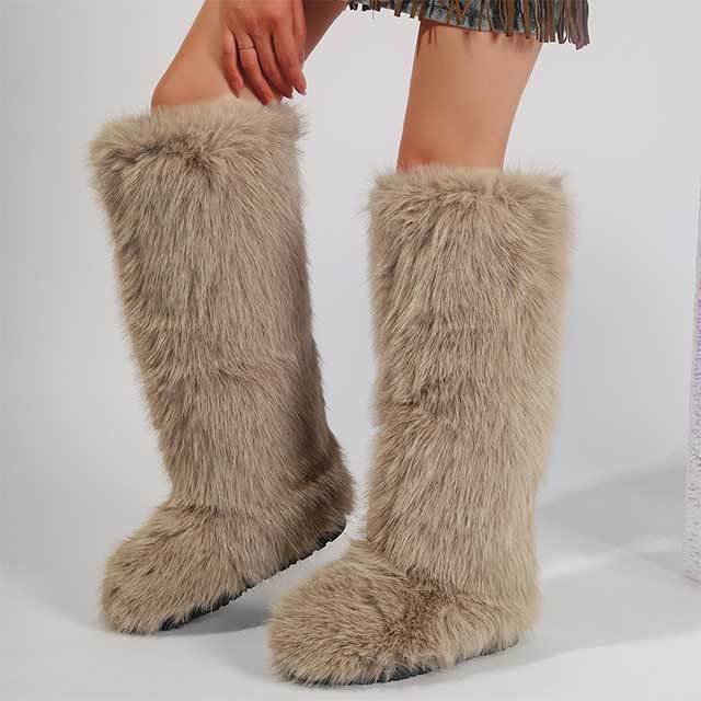 Plush Faux Fur Knee High Boots