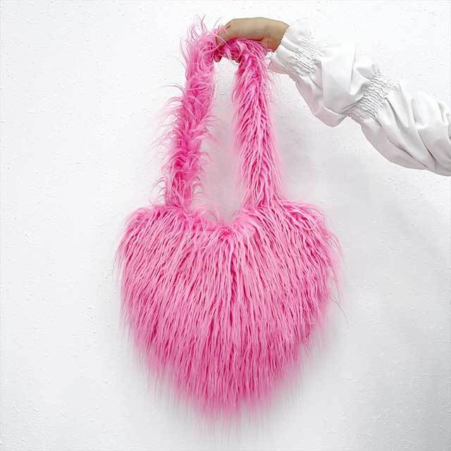 Plush Ladies Heart Shaped Shoulder Bag