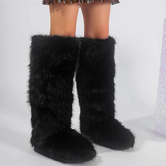 Plush Faux Fur Knee High Boots