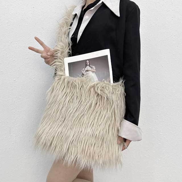 Candy Color Fuzzy Shoulder Bag