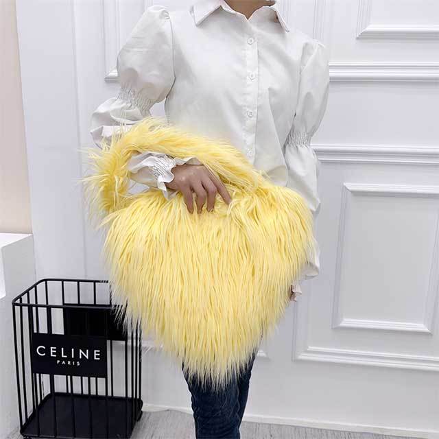 Plush Ladies Heart Shaped Shoulder Bag