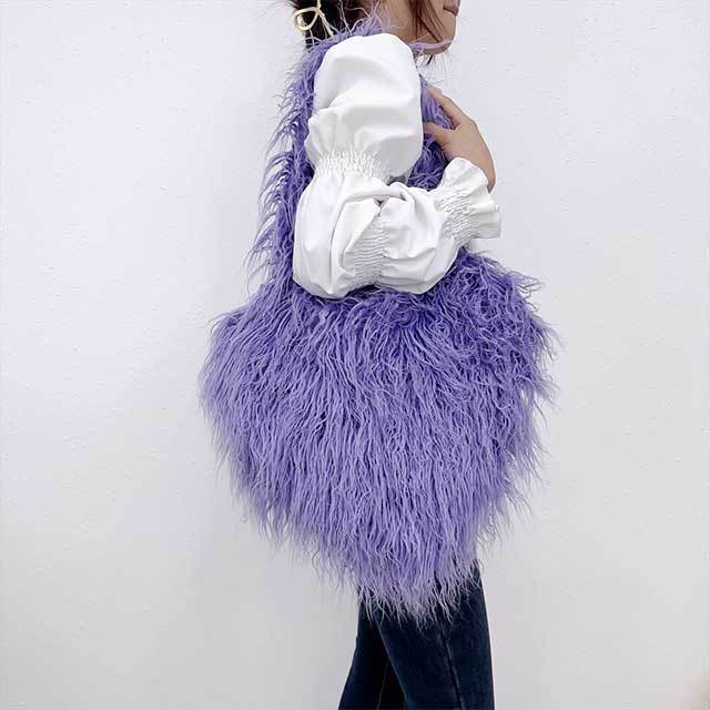 Plush Ladies Heart Shaped Shoulder Bag
