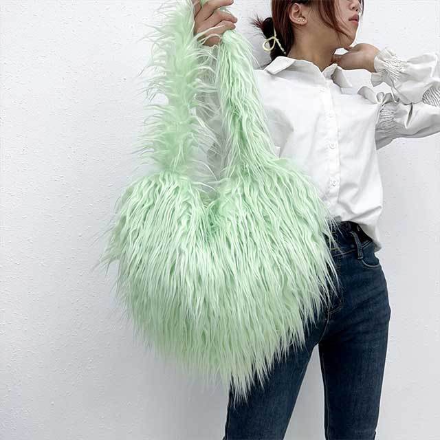 Plush Ladies Heart Shaped Shoulder Bag