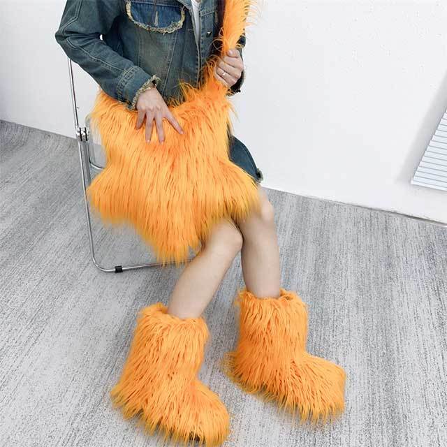 Stars Design Fuzzy Shoulder Bag