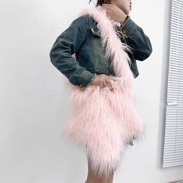 Stars Design Fuzzy Shoulder Bag