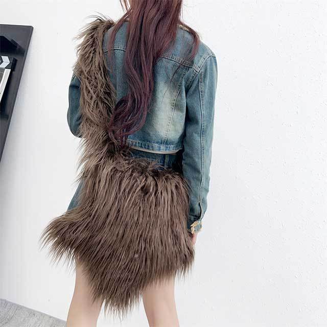 Stars Design Fuzzy Shoulder Bag