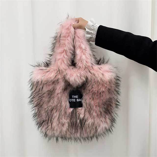 Large Capacity Fluffy Faux Fur Crossbody Handbag