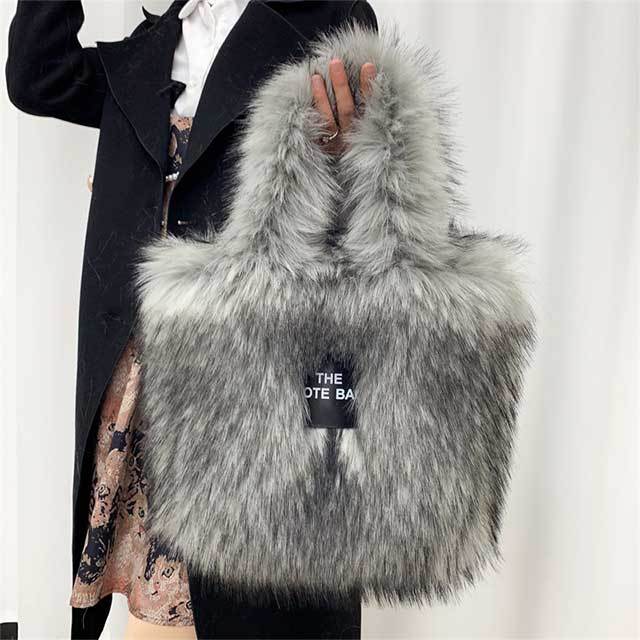 Large Capacity Fluffy Faux Fur Crossbody Handbag