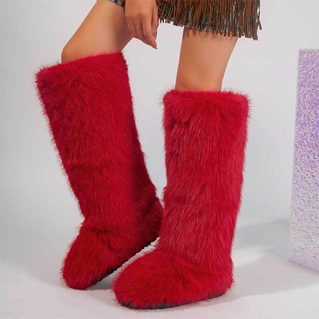 Plush Faux Fur Knee High Boots