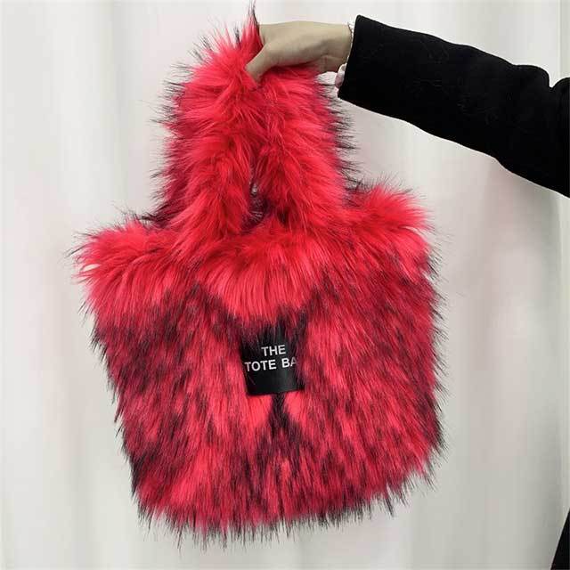 Large Capacity Fluffy Faux Fur Crossbody Handbag