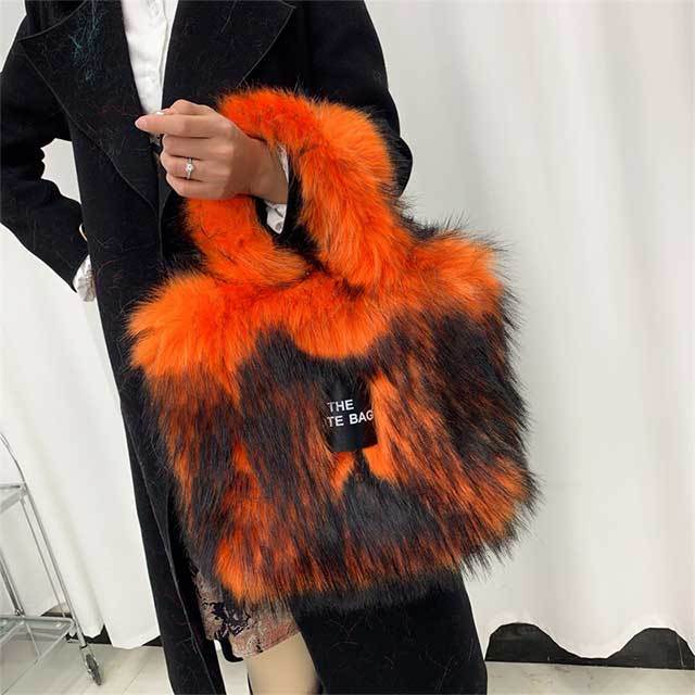 Large Capacity Fluffy Faux Fur Crossbody Handbag