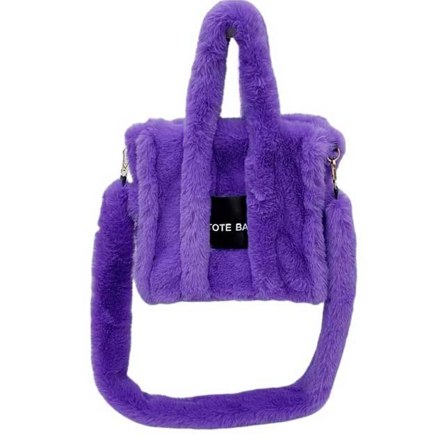 Candy Color Plush Crossbody Bag