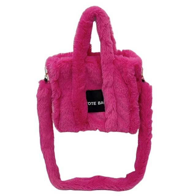 Candy Color Plush Crossbody Bag