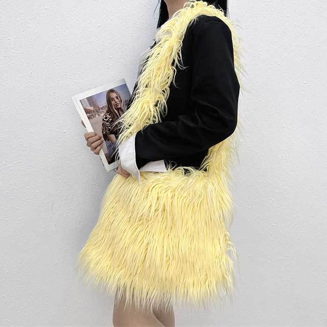 Candy Color Fuzzy Shoulder Bag